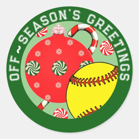 Stickers cadeaux de Noël Softball (Devant)