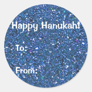 Stickers cadeaux Hanoukka Parties scintillant bleu