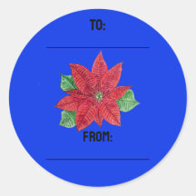 Stickers cadeaux Poinsettia - Bleu