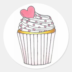 Stickers Cake Cupcake Frosted Coeur rose