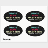 Stickers Campagne ovale PEACE LOVE NASTY 2020 (Feuille)