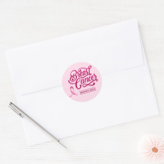 Stickers Cancer du Sein - Ruban rose (Enveloppe)