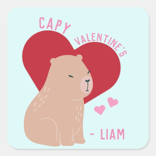 Stickers Capybara de la Saint Valentin en classe (Devant)