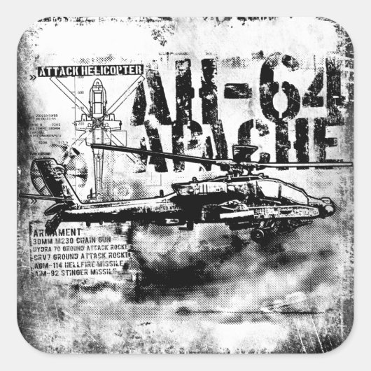 Stickers Carré AH-64 Apache (Devant)