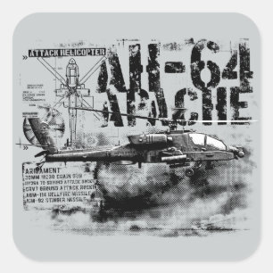 Stickers Carré AH-64 Apache