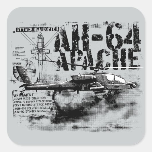 Stickers Carré AH-64 Apache (Devant)