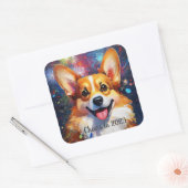 Stickers carré avec Rainbow Color Fireworks, Cadea (Enveloppe)