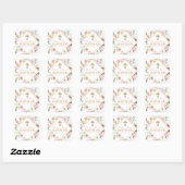 Stickers Carré Baptême Fille Rose Blooms (Feuille)