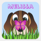 Stickers Carré Beagle Chien Chien Chien Chien Mign (Devant)