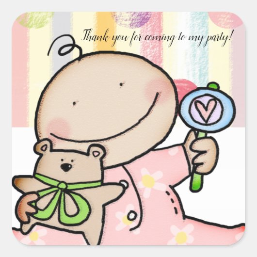 Stickers carré Bébé Fille Pastel Stripes (Devant)