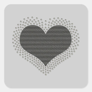 Stickers Carré Coeur Métallique, Gris