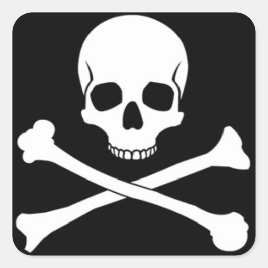 Stickers Carré crâne et os croisés (Devant)