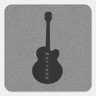 Stickers Carré de guitare rayé, Noir