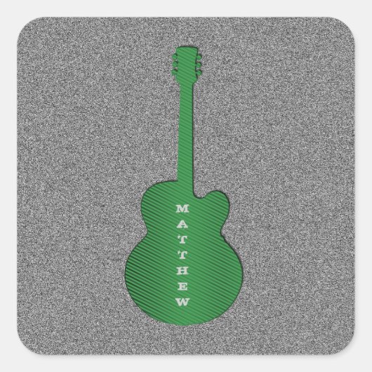 Stickers Carré de guitare rayé, Vert (Devant)