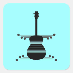 Stickers Carré de guitare rétro