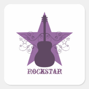 Stickers Carré Fancy Guitar Star Swils, Violet