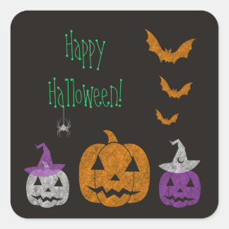 Stickers Carré Halloween Chalkboard