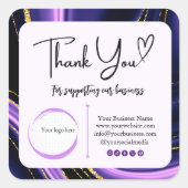 Stickers carré Merci d'affaires - Design en marbre (Devant)