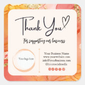 Stickers carré Merci d'affaires - Design en marbre (Devant)