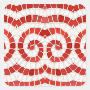 Stickers Carré MOSAÏQUE ROUGE