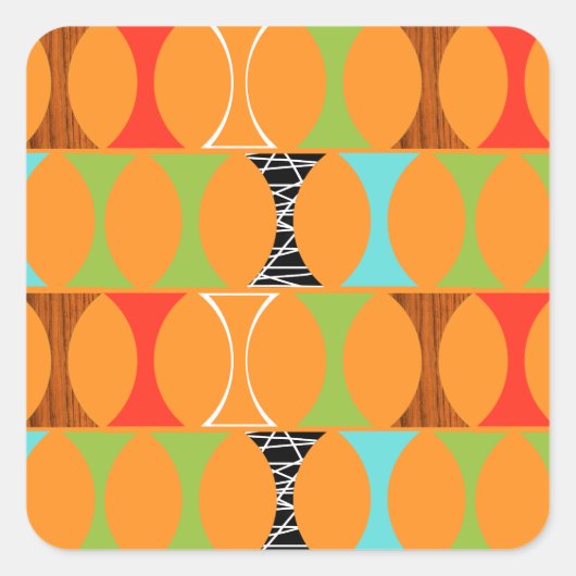 Stickers Carré Motif moderne orange du milieu du s (Devant)