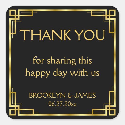 Stickers Carré noir Art déco Merci (Devant)