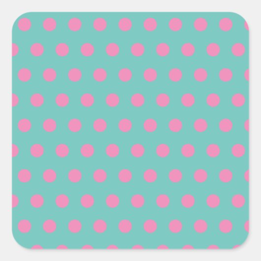Stickers Carré Pointe Polka (Aqua & Pink) (Devant)