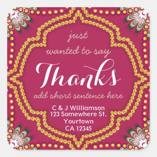 Stickers Carré Red Gold Royal Eastern Merci (Devant)