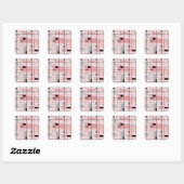 Stickers Carré Retro Pink Grid et Starburst (Feuille)