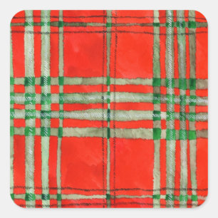 Stickers Carré ROUGE SCOTT TARTAN