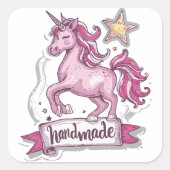 Stickers carré Unicorn et l'inscription,, Main (Devant)