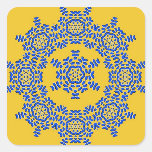 Stickers Carreaux en céramique jaune et bleu rétro (Devant)