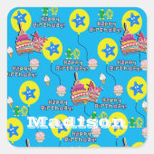 Stickers carrés, #10 Joyeux 10e Anniversaire Bleu (Devant)