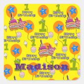 Stickers carrés, #1 premier anniversaire Jaune (Devant)