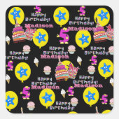 Stickers carrés, #5 Joyeux 5e anniversaire Noir (Devant)