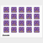 Stickers carrés, #5 Joyeux 5e Anniversaire violet (Feuille)