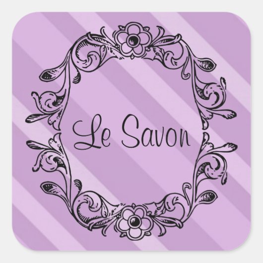 Stickers Carrés à rayures Le Savon Lavender/Étique (Devant)