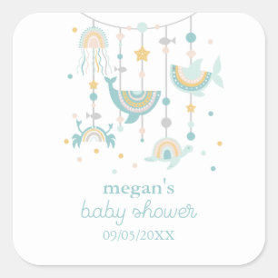 Stickers Carrés animaux de mer Boho