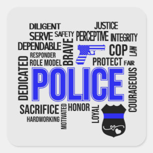 Stickers Carrés de mots descriptifs de police