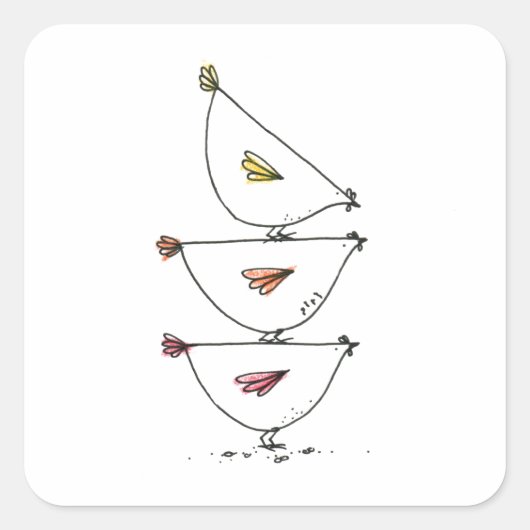 Stickers Carrés de poulets empilés (Devant)