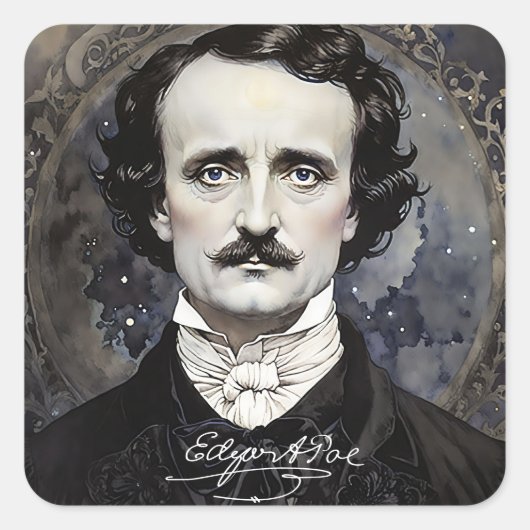 Stickers Carrés d'Halloween gothique Edgar Allan P (Devant)