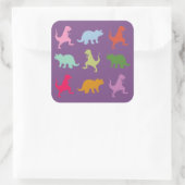 Stickers Carrés Dinosaures colorés, Glossy (Sac)