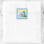 Stickers carrés d'un Dinosaure Boire Café (Sac)