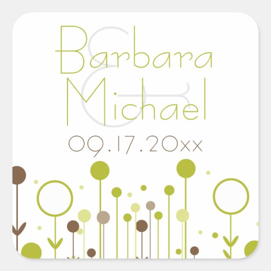 Stickers Carrés modernes Green Simple Floral Dot (Devant)