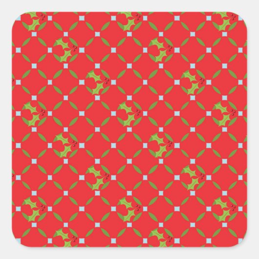 Stickers Carrés Motifs Red Christmas Holly (Devant)