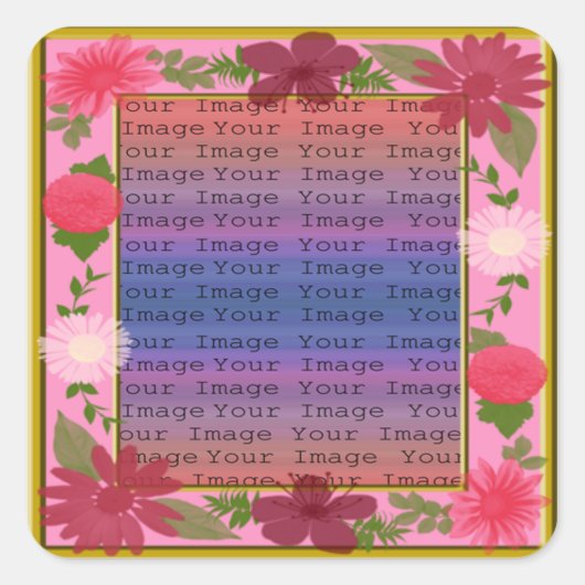 Stickers Carrés personnalisés en Fleurs roses (Devant)