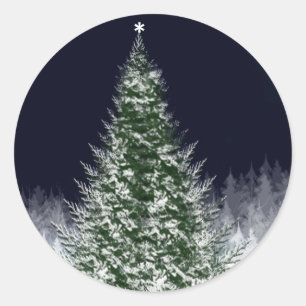 Stickers Carte de Noël de nuit d'hiver paisible