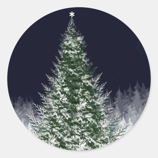 Stickers Carte de Noël de nuit d'hiver paisible (Devant)