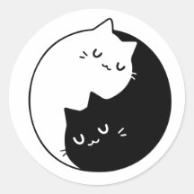 Stickers Cat Yin Yang, Stickers Cat noir et blanc