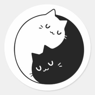 Stickers Cat Yin Yang, Stickers Cat noir et blanc